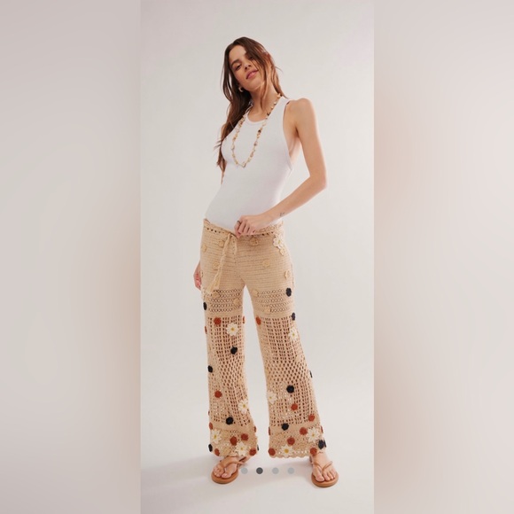 Free People Cactus Flower Pants in Natural Combo NEW - Picture 2 of 10